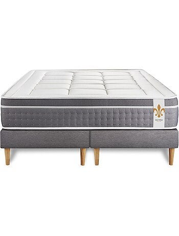 Ensemble Matelas Ressorts ensachés et mémoire de forme et Sommier Tapissier multi-lattes Blanc - Tr