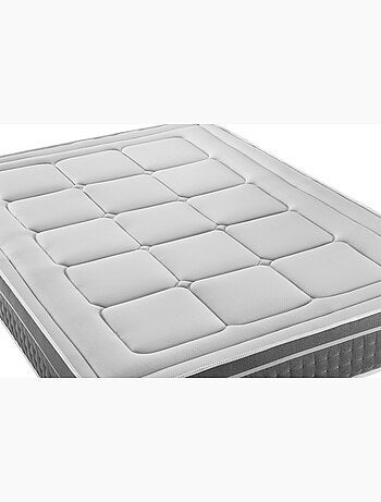 Ensemble Matelas Ressorts ensachés et mémoire de forme et Sommier Tapissier multi-lattes Blanc - Tr