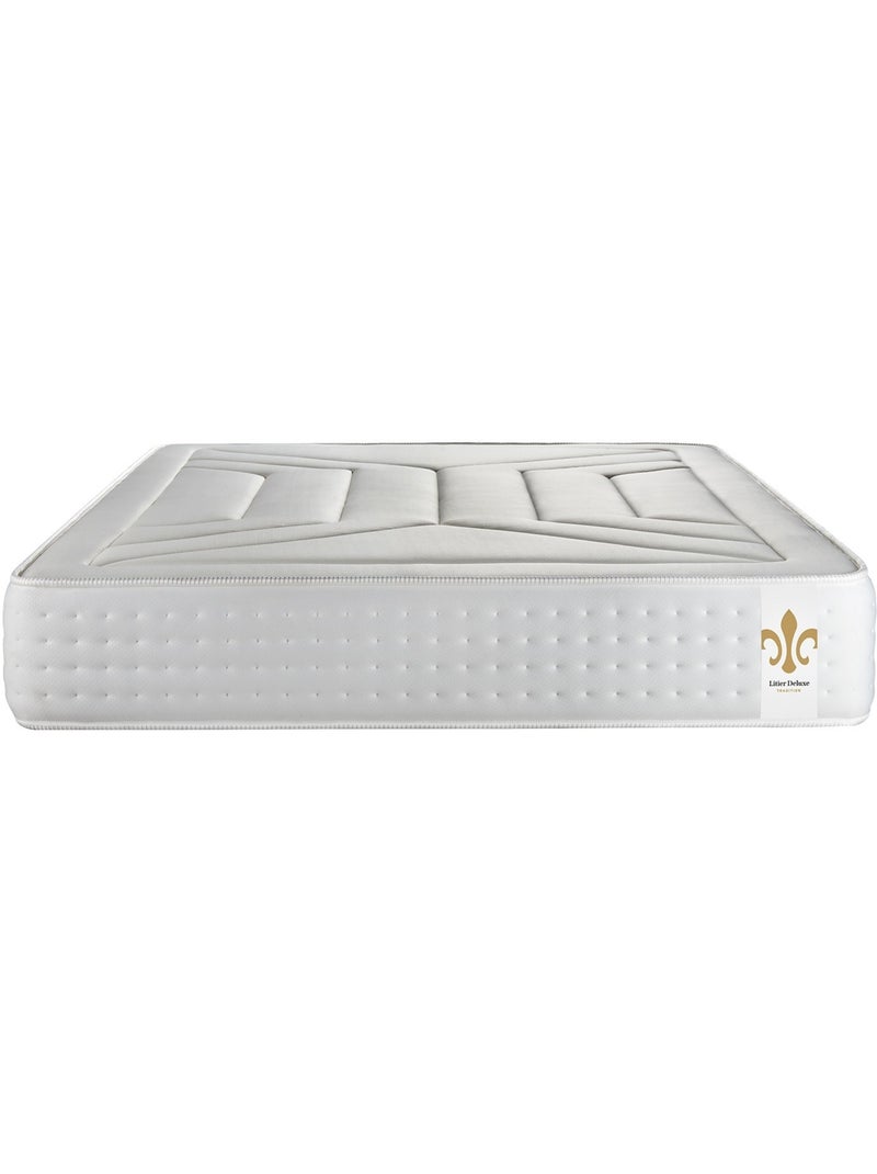 Ensemble Matelas Ressorts ensachés et mémoire de forme et Sommier Tapissier multi-lattes Gris - Vin Gris - Kiabi