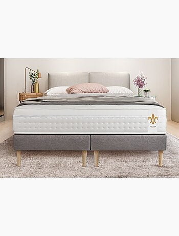 Ensemble Matelas Ressorts ensachés et mémoire de forme et Sommier Tapissier multi-lattes Blanc - Vi