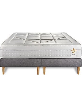 Ensemble Matelas Ressorts ensachés et mémoire de forme et Sommier Tapissier multi-lattes Blanc - Vi