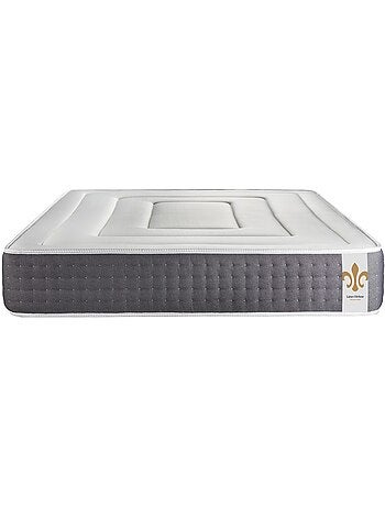 Ensemble Matelas Ressorts ensachés et mémoire de forme et Sommier Tapissier multi-lattes Gris - Vin