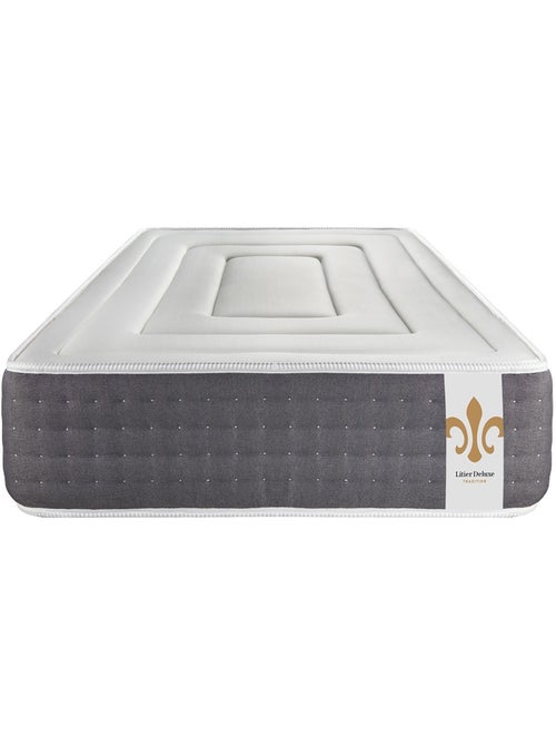 Ensemble Matelas Ressorts ensachés et mémoire de forme et Sommier Tapissier multi-lattes Gris - Vin - Kiabi