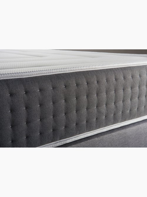 Ensemble Matelas Ressorts ensachés et mémoire de forme et Sommier Tapissier multi-lattes Gris - Vin - Kiabi