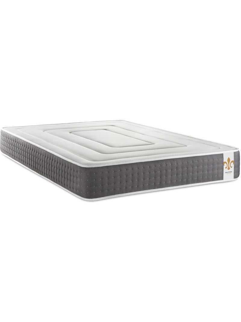 Ensemble Matelas Ressorts ensachés et mémoire de forme et Sommier Tapissier multi-lattes Gris - Vin Gris - Kiabi