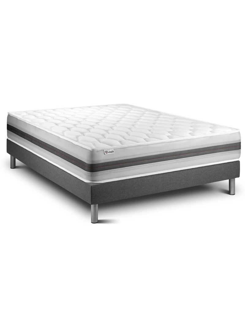 Ensemble Matelas Ressorts ensachés et mémoire de forme et Sommier Tapissier multi-lattes Gris - VIT Gris - Kiabi