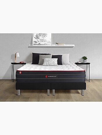 Ensemble Matelas Ressorts ensachés et mémoire de forme et Sommier Tapissier multi-lattes Blanc - Bo