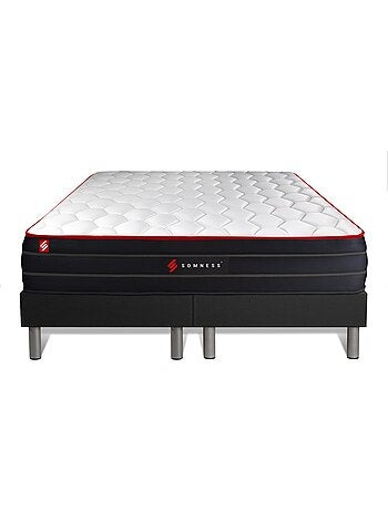 Ensemble Matelas Ressorts ensachés et mémoire de forme et Sommier Tapissier multi-lattes Blanc - Bo