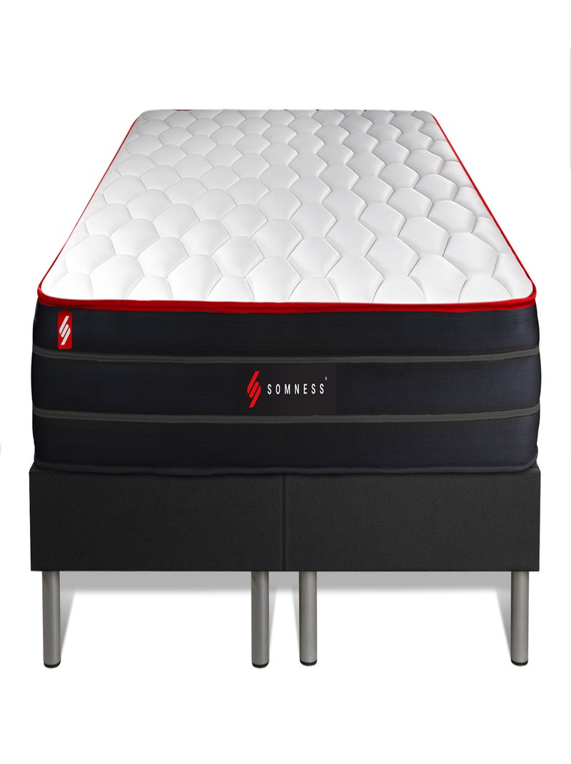 Ensemble Matelas Ressorts ensachés et mémoire de forme et Sommier Tapissier multi-lattes Noir - Boo Noir - Kiabi