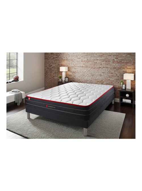 Ensemble Matelas Ressorts ensachés et mémoire de forme et Sommier Tapissier multi-lattes Noir - Boo - Kiabi