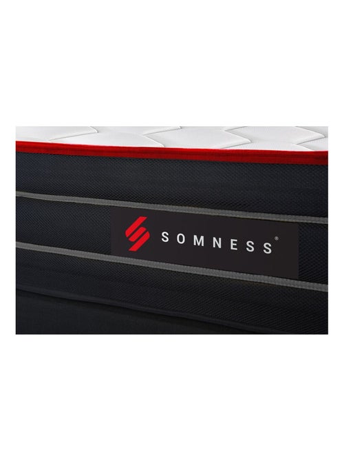 Ensemble Matelas Ressorts ensachés et mémoire de forme et Sommier Tapissier multi-lattes Noir - Boo - Kiabi