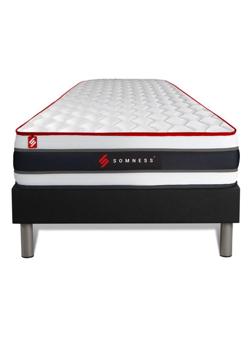 Ensemble Matelas Ressorts ensachés et mémoire de forme et Sommier Tapissier multi-lattes Noir - Ene - Kiabi