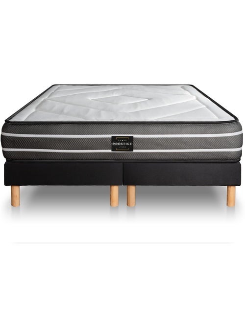 Ensemble Matelas Ressorts ensachés et mémoire de forme et Sommier Tapissier multi-lattes Noir - Exc - Kiabi