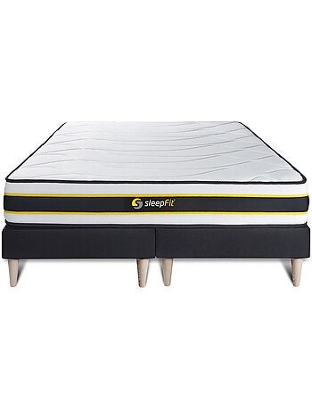 Ensemble Matelas Ressorts ensachés et mémoire de forme et Sommier Tapissier multi-lattes Blanc - Fl