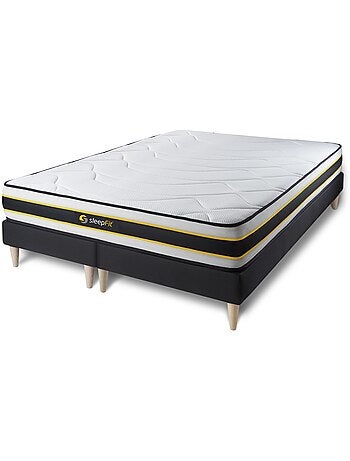 Ensemble Matelas Ressorts ensachés et mémoire de forme et Sommier Tapissier multi-lattes Blanc - Fl