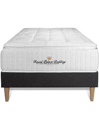 Ensemble Matelas Ressorts ensachés et mémoire de forme et Sommier Tapissier multi-lattes Noir - Geo