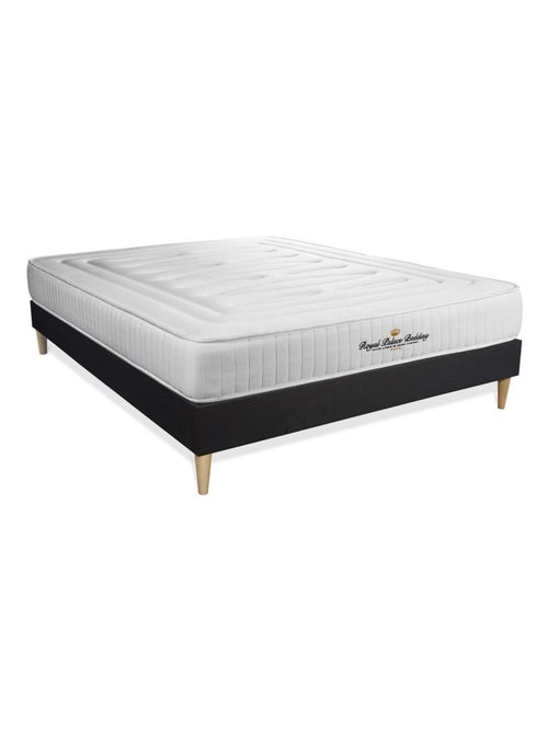 Ensemble Matelas Ressorts ensachés et mémoire de forme et Sommier Tapissier multi-lattes Noir - Lan - Kiabi