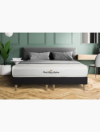 Ensemble Matelas Ressorts ensachés et mémoire de forme et Sommier Tapissier multi-lattes Noir - Lan