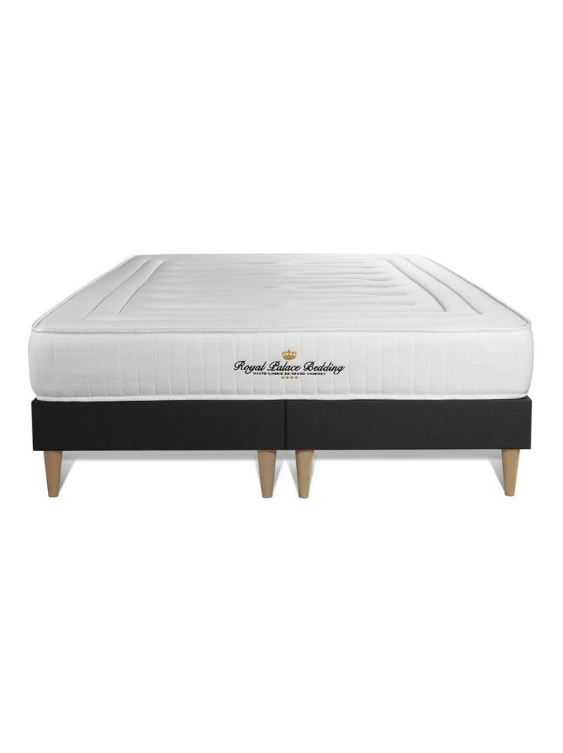 Ensemble Matelas Ressorts ensachés et mémoire de forme et Sommier Tapissier multi-lattes Noir - Lan Noir - Kiabi