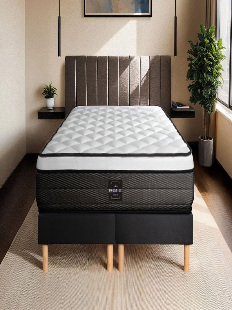 Ensemble Matelas Ressorts ensachés et mémoire de forme et Sommier Tapissier multi-lattes Noir - Sui Noir - Kiabi