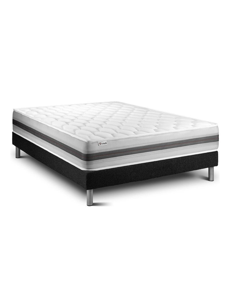 Ensemble Matelas Ressorts ensachés et mémoire de forme et Sommier Tapissier multi-lattes Noir - VITA Noir - Kiabi