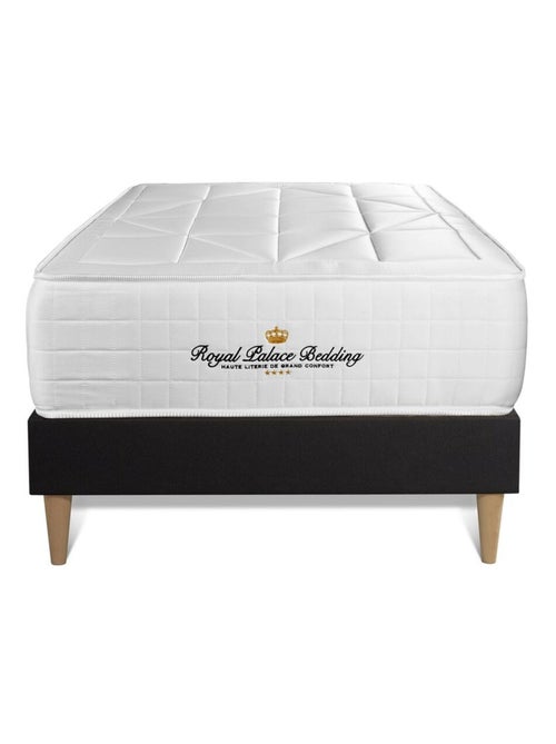 Ensemble Matelas Ressorts ensachés et mémoire de forme et Sommier Tapissier multi-lattes Noir - Win - Kiabi