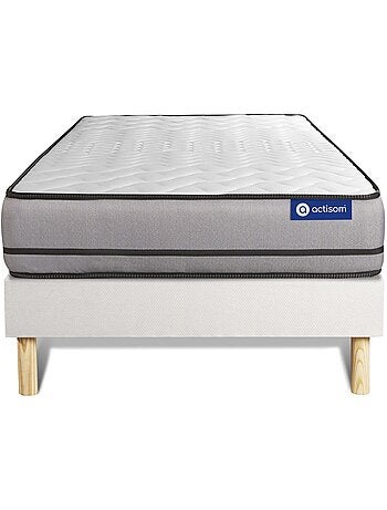 Ensemble Matelas Ressorts ensachés et Sommier tapissier en kit Gris - Actiflex night