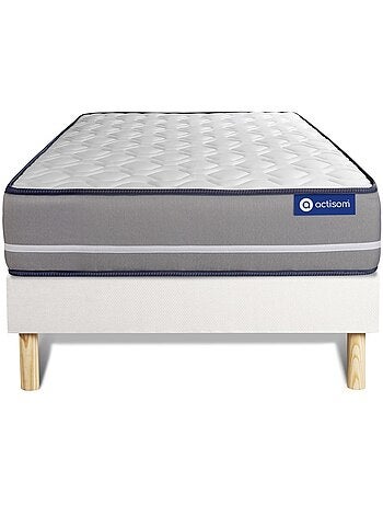 Ensemble Matelas Ressorts ensachés et Sommier tapissier en kit Blanc - Actiflex pur