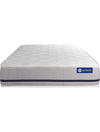Ensemble Matelas Ressorts ensachés et Sommier tapissier en kit Blanc - Actiflex soft