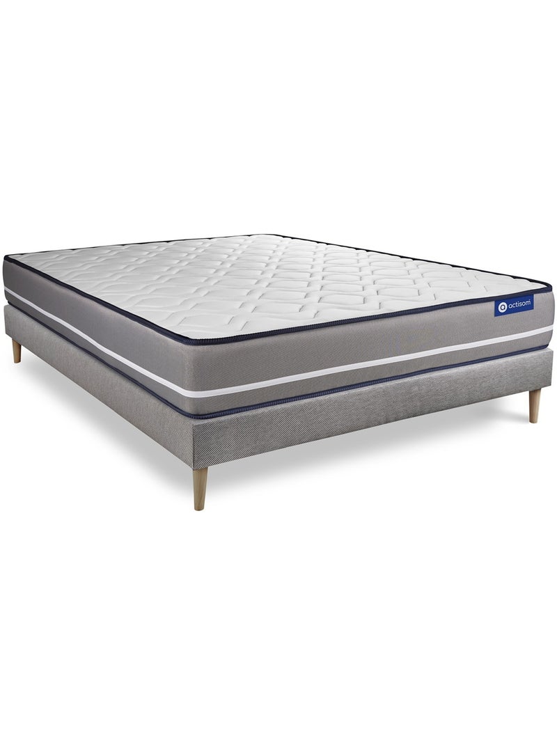 Ensemble Matelas Ressorts ensachés et Sommier tapissier en kit Gris - Actiflex pur Gris - Kiabi