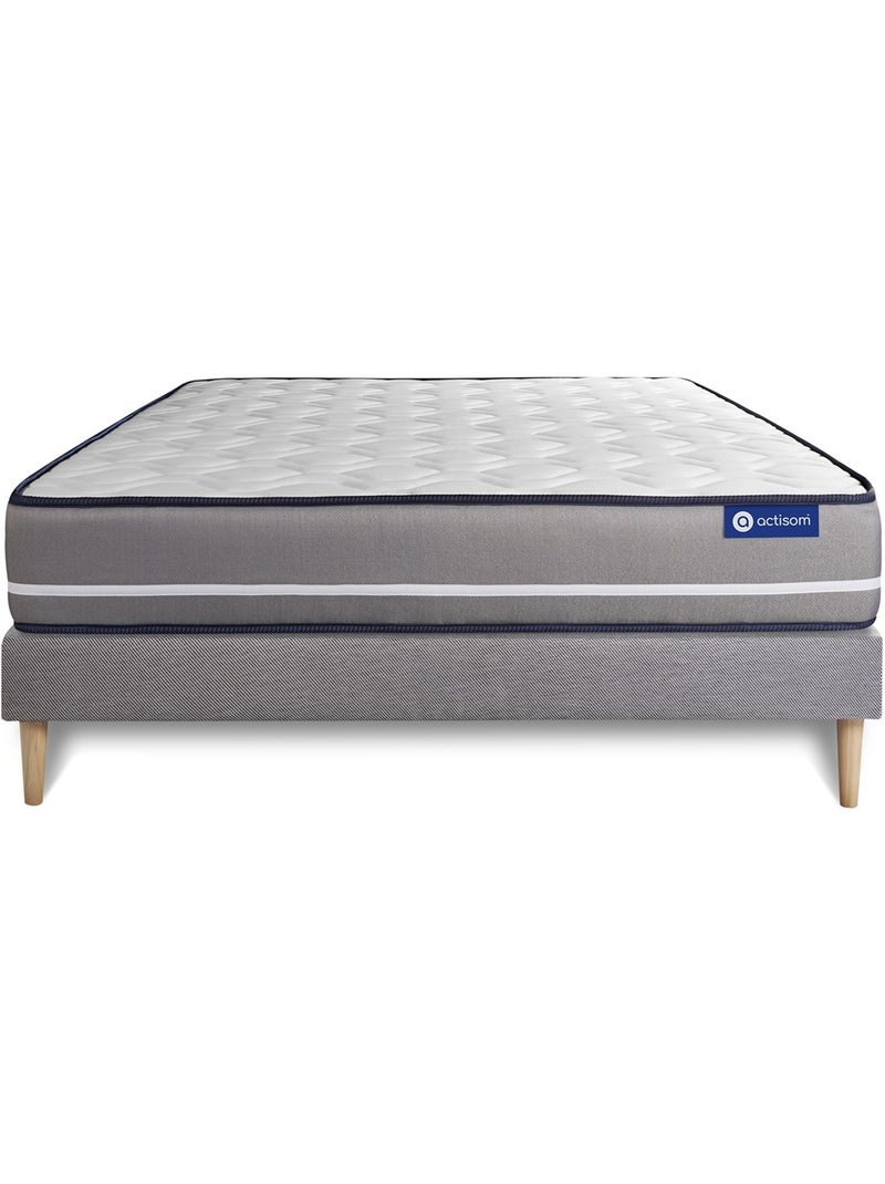 Ensemble Matelas Ressorts ensachés et Sommier tapissier en kit Gris - Actiflex pur Gris - Kiabi