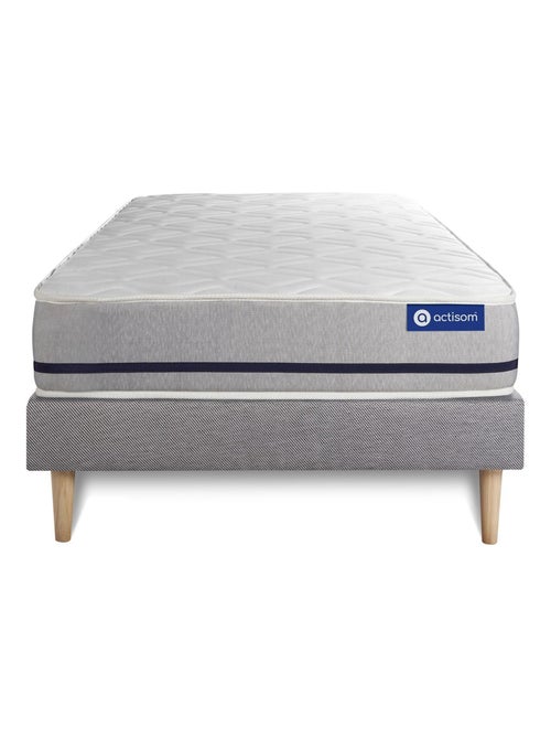 Ensemble Matelas Ressorts ensachés et Sommier tapissier en kit Gris - Actiflex soft - Kiabi