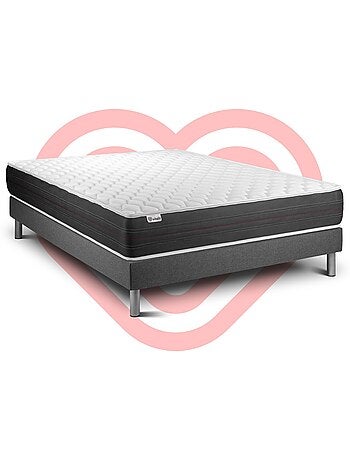 Ensemble Matelas Ressorts ensachés et Sommier tapissier en kit Gris - VITALSPRING