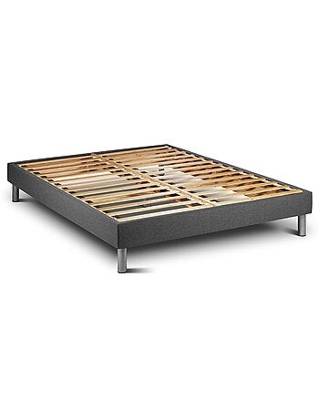 Ensemble Matelas Ressorts ensachés et Sommier tapissier en kit Gris - VITALSPRING