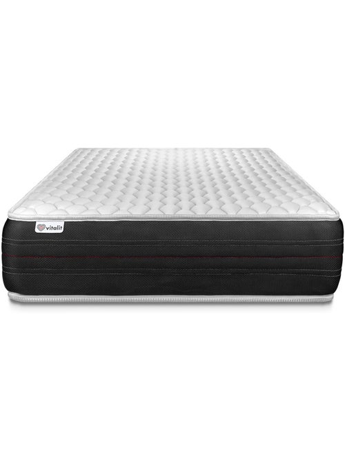 Ensemble Matelas Ressorts ensachés et Sommier tapissier en kit Noir - VITALSPRING - Kiabi