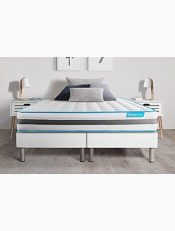 Ensemble Matelas Ressorts ensachés et Sommier Tapissier multi-lattes Gris - Bodyzone