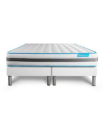 Ensemble Matelas Ressorts ensachés et Sommier Tapissier multi-lattes Gris - Bodyzone