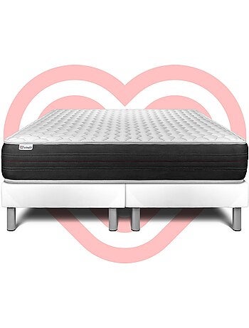 Ensemble Matelas Ressorts ensachés et Sommier Tapissier multi-lattes Gris - VITALSPRING