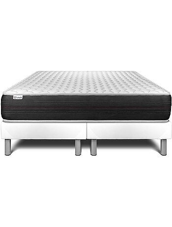 Ensemble Matelas Ressorts ensachés et Sommier Tapissier multi-lattes Gris - VITALSPRING