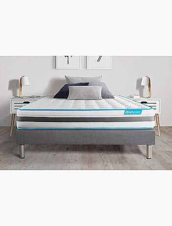 Ensemble Matelas Ressorts ensachés et Sommier Tapissier multi-lattes Gris - Bodyzone