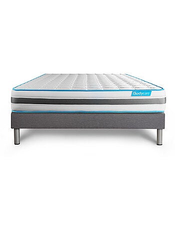 Ensemble Matelas Ressorts ensachés et Sommier Tapissier multi-lattes Gris - Bodyzone