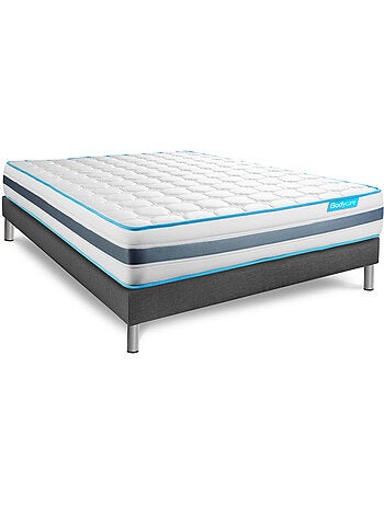 Ensemble Matelas Ressorts ensachés et Sommier Tapissier multi-lattes Gris - Bodyzone