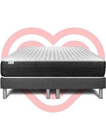 Ensemble Matelas Ressorts ensachés et Sommier Tapissier multi-lattes Gris - VITALSPRING