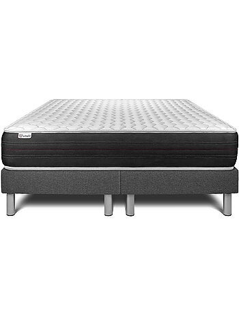 Ensemble Matelas Ressorts ensachés et Sommier Tapissier multi-lattes Gris - VITALSPRING
