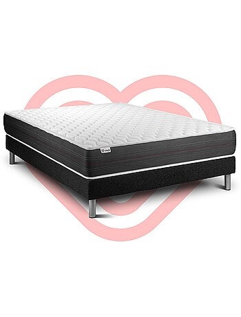 Ensemble Matelas Ressorts ensachés et Sommier Tapissier multi-lattes Noir - VITALSPRING