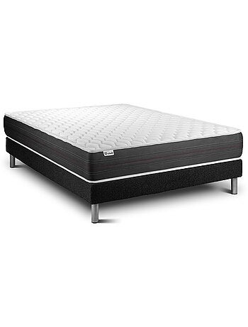 Ensemble Matelas Ressorts ensachés et Sommier Tapissier multi-lattes Noir - VITALSPRING