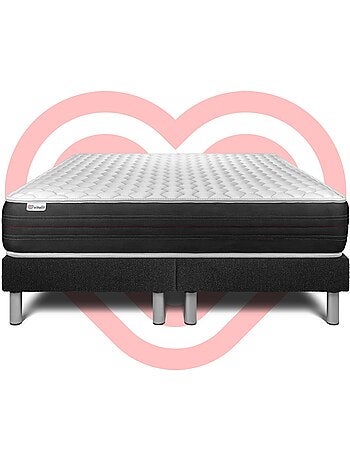 Ensemble Matelas Ressorts ensachés et Sommier Tapissier multi-lattes Gris - VITALSPRING