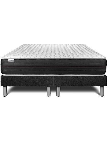 Ensemble Matelas Ressorts ensachés et Sommier Tapissier multi-lattes Gris - VITALSPRING