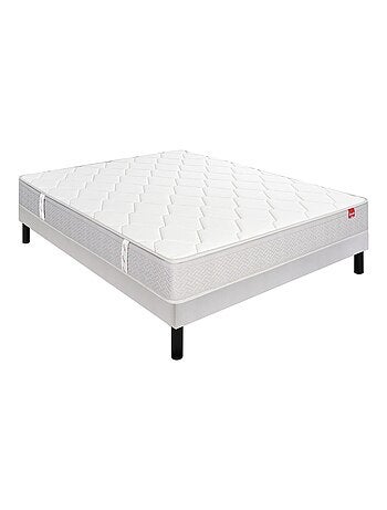 Ensemble matelas ressorts ensachés ITINÉRAIRE, sommier NATURE confort ferme et pieds