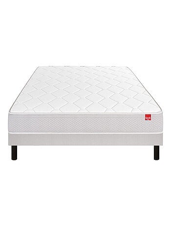 Ensemble matelas ressorts ensachés ITINÉRAIRE, sommier NATURE confort ferme et pieds